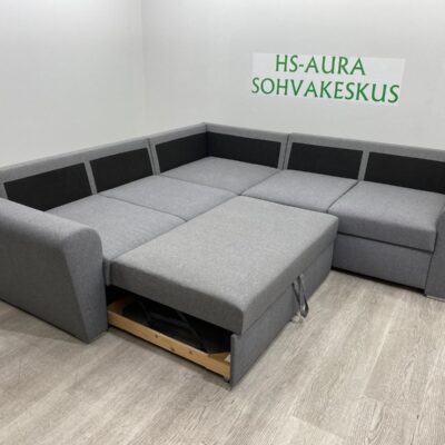 Harmaa Kulmavuodesohva