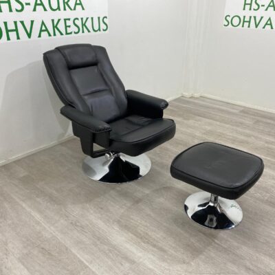 Pyörivä Keinonahkanojatuoli + Rahi Säädettävä Selkänoja