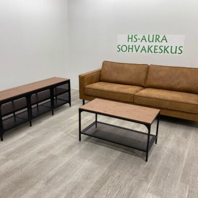 3 Istuttava Nahkasohva + Tv taso + Sohvapöytä