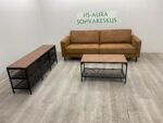 3 Istuttava Nahkasohva + Tv taso + Sohvapöytä - Image 3